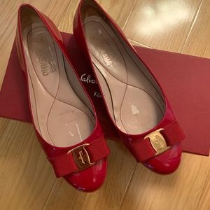 Salvatore Ferragamo Varina Patent Leather Flats Red Size 8